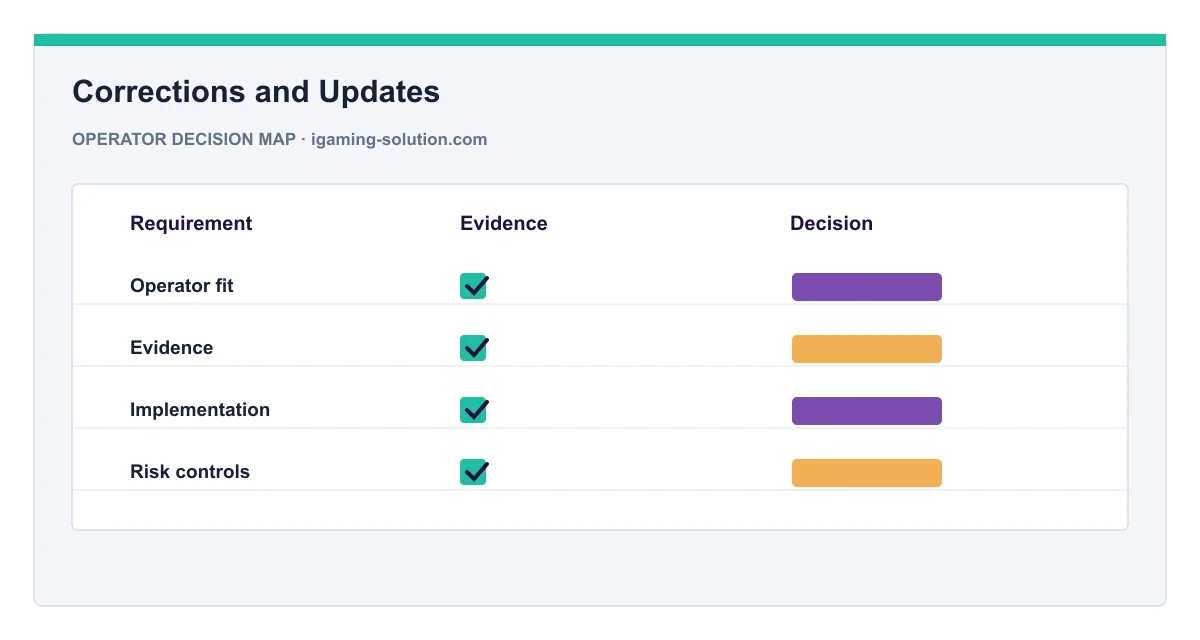 Decision map for Corrections and Updates